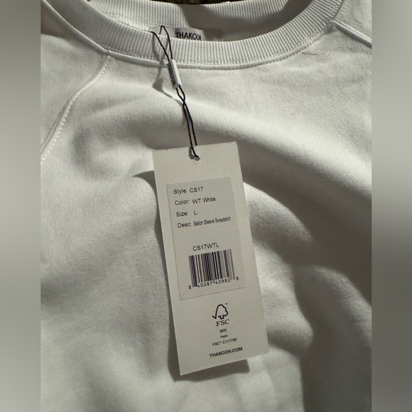 Thakoon Balloon Sleeve Cotton Sweatshirt WHITE SZL - Picture 5 of 5